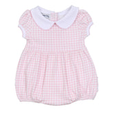 Mini Checks Collared S/S Bubble - Pink