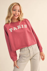 TWEEN KIDS GIRLS CROPPED RAGLAN SWEATSHIRT (7-14)