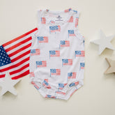 Flag Print Bamboo Romper 4th of July Baby Outfit Clothes Boy