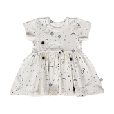 Baby kid short sleeve twirl dress | celestial stars