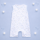Little Golfer Print Short Playsuit - Light Blue