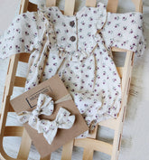 Baby Girl Soft Cotton Bubble Romper ruffle | Claudia + Bow