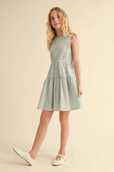 TWEEN GIRLS KIDS 2 TIER KNEE LENGTH DRESS (7/14)