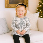 Girls' Bamboo Toile Tunic Set – Floral Top & Leggings