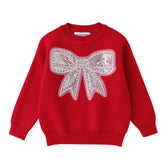 Red Sparkle Bow Christmas Sweater