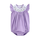 Purple Easter Bunny Smocked Flutter Romper
