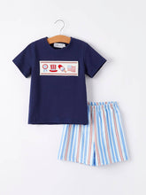 Flag Medal Ice Cream Smock Embroidery Boys Short Sleeved Shorts
