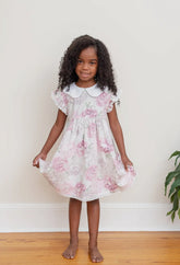 Rose Floral Print Petal Collar Dress