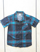 Blue Plaid Boy Top Short Sleeve