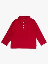 Boys Red Knit Long Sleeve Polo Shirt