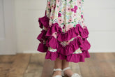 Girl Plum Floral Ruffle Dress