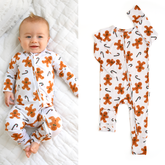 Fritz Gingerbread ZIP Christmas Bamboo Baby One Piece Outfit