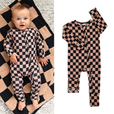 Bentley ZIP Checks Bamboo One Piece 2 Way Zipper Baby Outfit