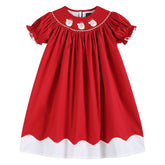 Red and White Santa Smock Bishop Dress