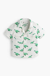 100% Organic Cotton Toddler + Kid Camp Shirt_Sea Turtles