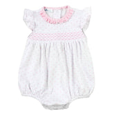 Gingham Dots Smocked Bubble in Pink