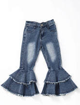 Washed Light Blue Double Layer Jeans-Girl
