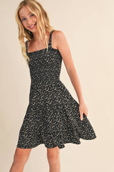 TWEEN KIDS GIRLS SMOCKED KNIT TIERED SHORT DRESS (7-12)