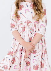 Art Class 3/4 Sleeve Pocket Twirl Dress