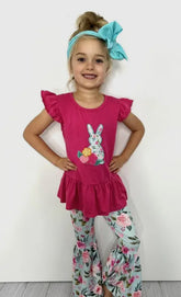 Aqua Blooms Bunny 2PC Bell Set-Girl