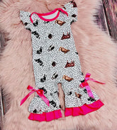 Cows & Polka Dots Ruffle Romper- Girl