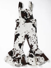Girl Cow Print Denim Double Layers Overall