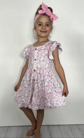 Sweet Pink Bunny Girl Easter Dress