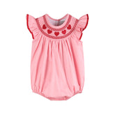Pink Hearts Valentine Smocked Romper