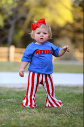 “MERICA”Top Girls Striped Bell Bottoms