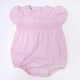 Essentials Solid Smocked Bubble - Pink 100% Pima Cotton