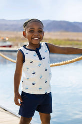 Baby - Kid Henley Tank + Pocket Short Set_Anchor Down 100% Organic Cotton