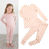 Saylor Pink Checks TWO PIECE - NO BUTTON Bamboo Kids Lounge