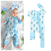 Savannah RUFFLE ZIP Bamboo One Piece Floral Baby Outfit