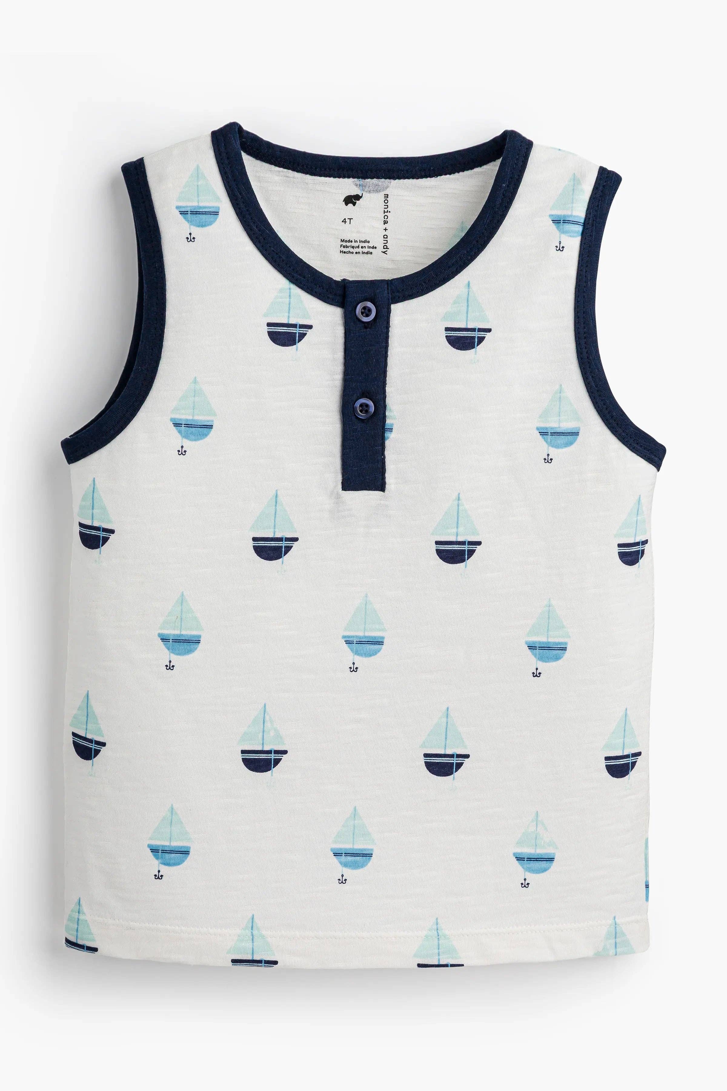 Baby - Kid Henley Tank + Pocket Short Set_Anchor Down 100% Organic Cotton