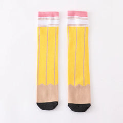 Girls Pencil Pattern Knee-High Socks