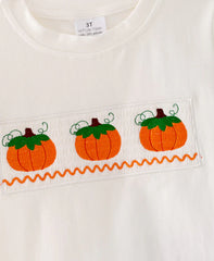 Blue Gingham Embroidery Pumpkin 2PC Boy Fall Outfit