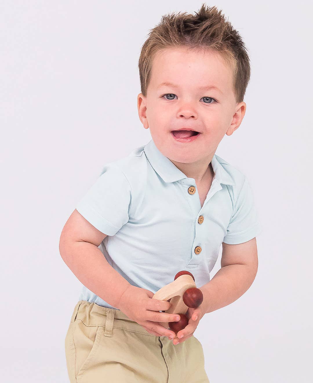 Baby Boys Light Blue Short Sleeve Polo Bodysuit