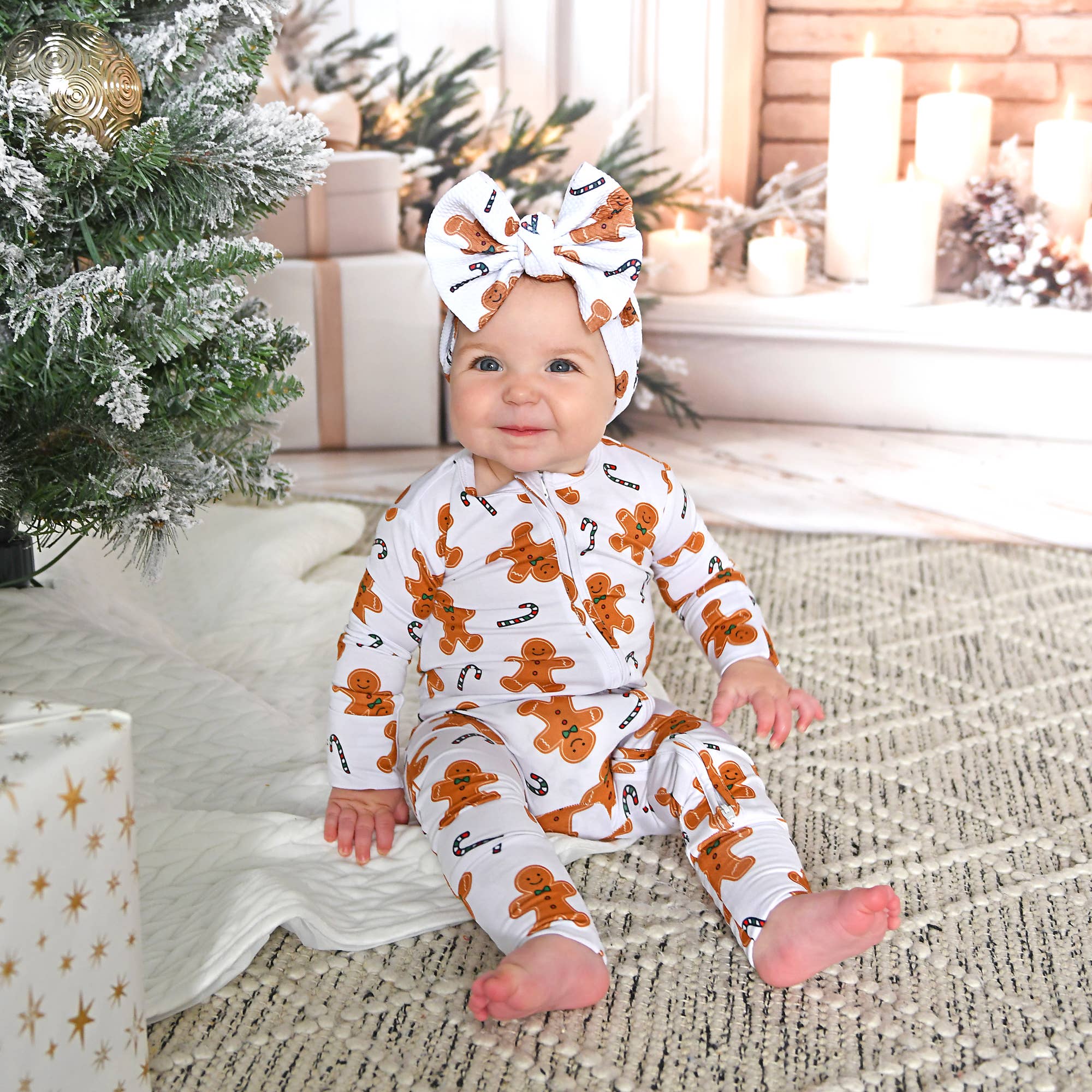 Fritz Gingerbread ZIP Christmas Bamboo Baby One Piece Outfit