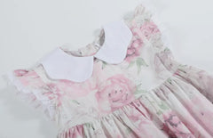 Rose Floral Print Petal Collar Dress