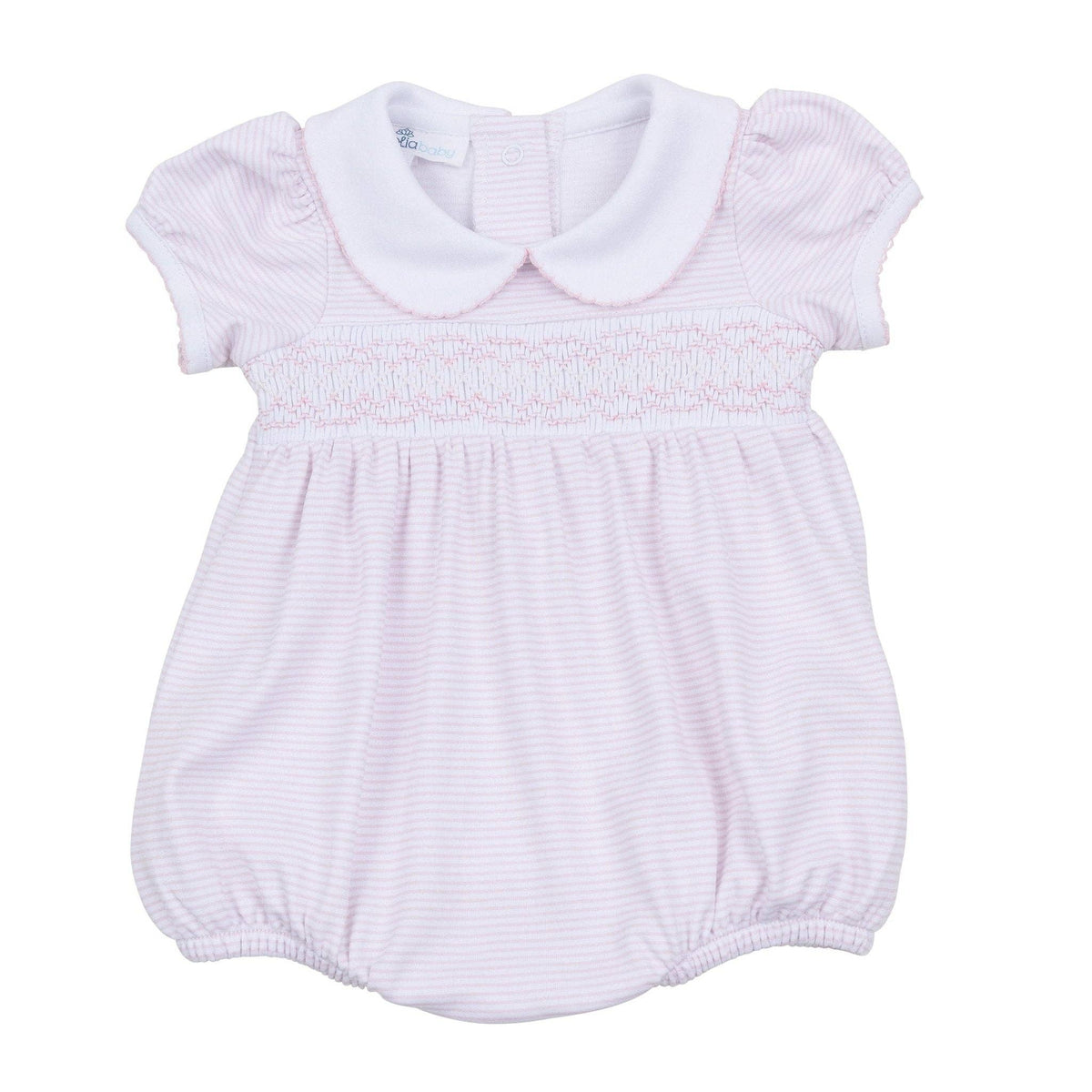 Mini Stripes Smocked Bubble - Pink