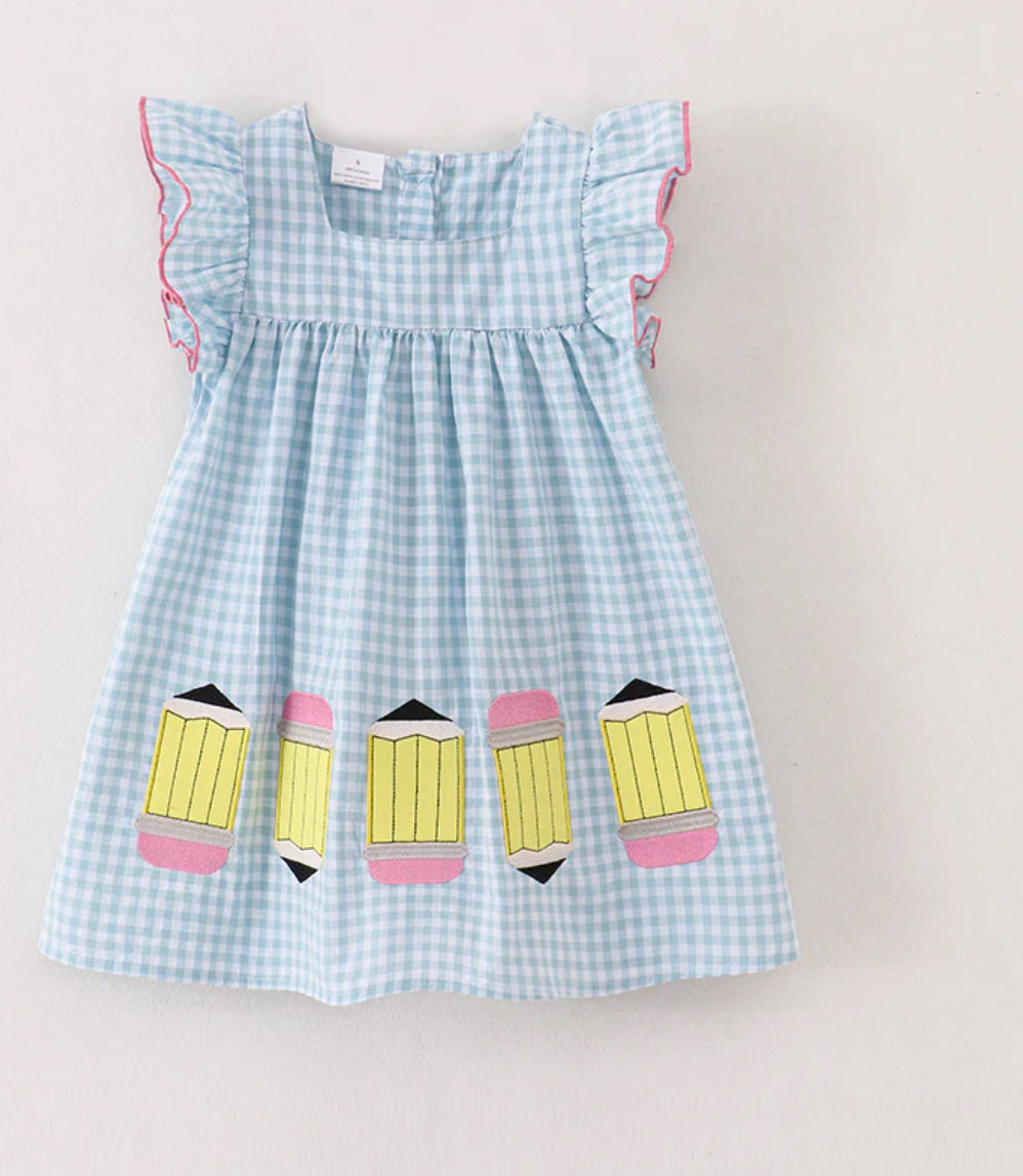 BTS Mint Plaid Embroidery Dress