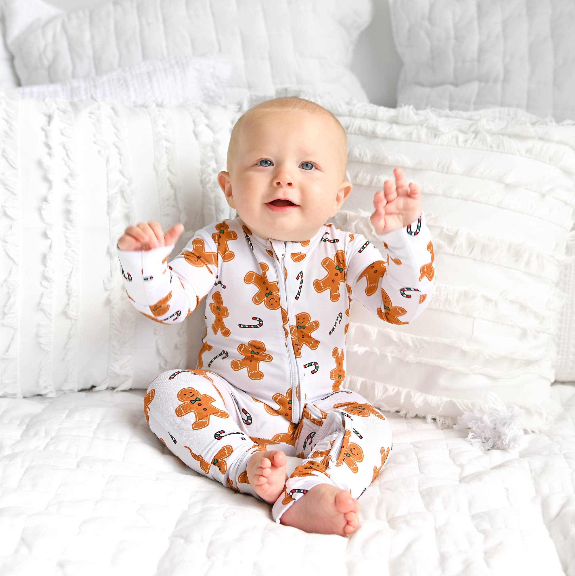 Fritz Gingerbread ZIP Christmas Bamboo Baby One Piece Outfit