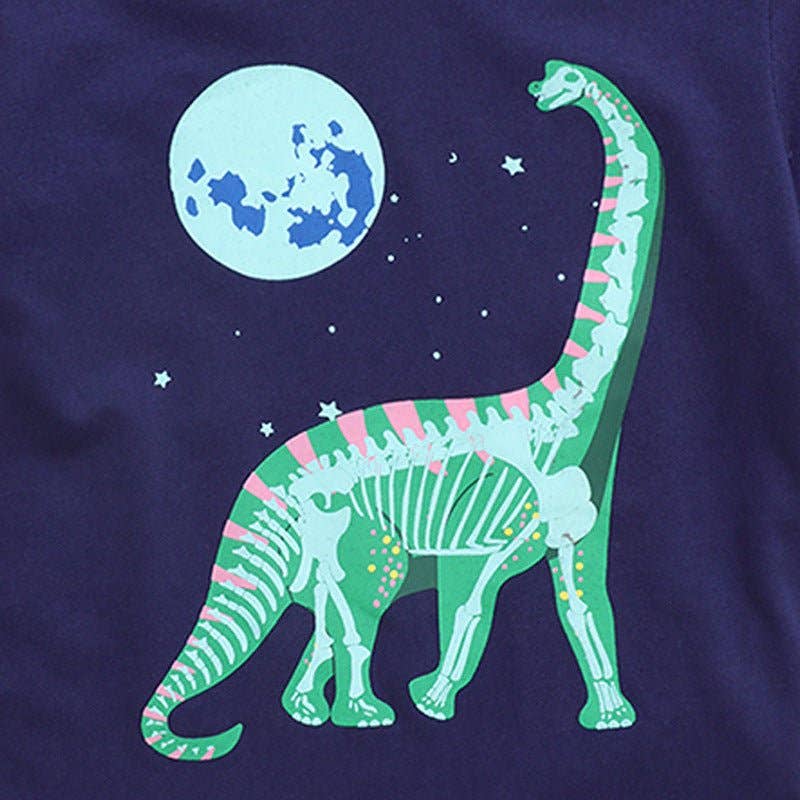 Toddler/Kid Boy's Dino In The Moonlight Glow Design T-shirt