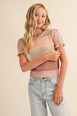 TWEEN KIDS GIRLS PUFF SLEEVE CROPPED SWEATER (7-14)