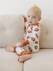 Football Print Bamboo Zippy Romper Baby Pajamas PJs Sports
