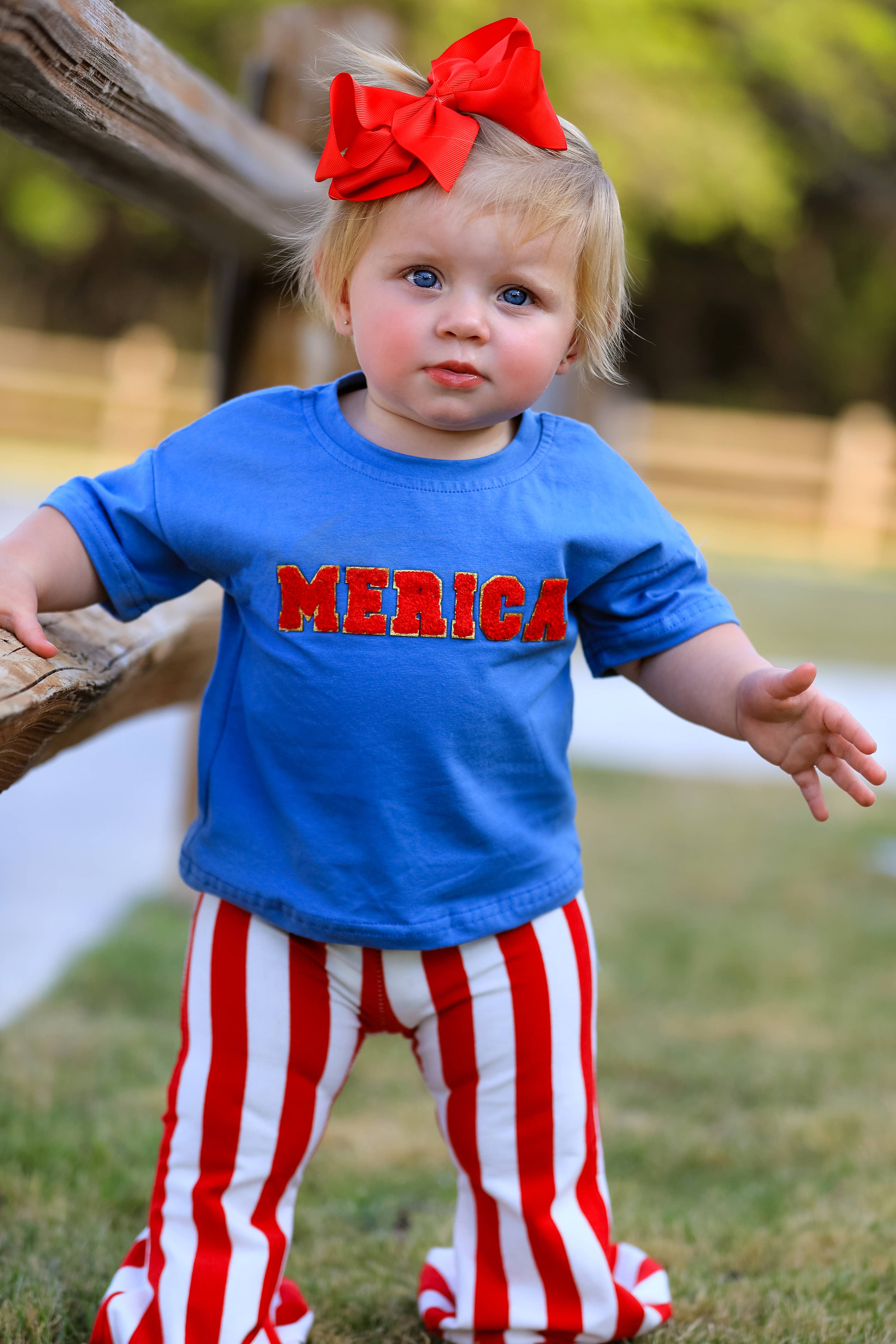 “MERICA”Top Girls Striped Bell Bottoms