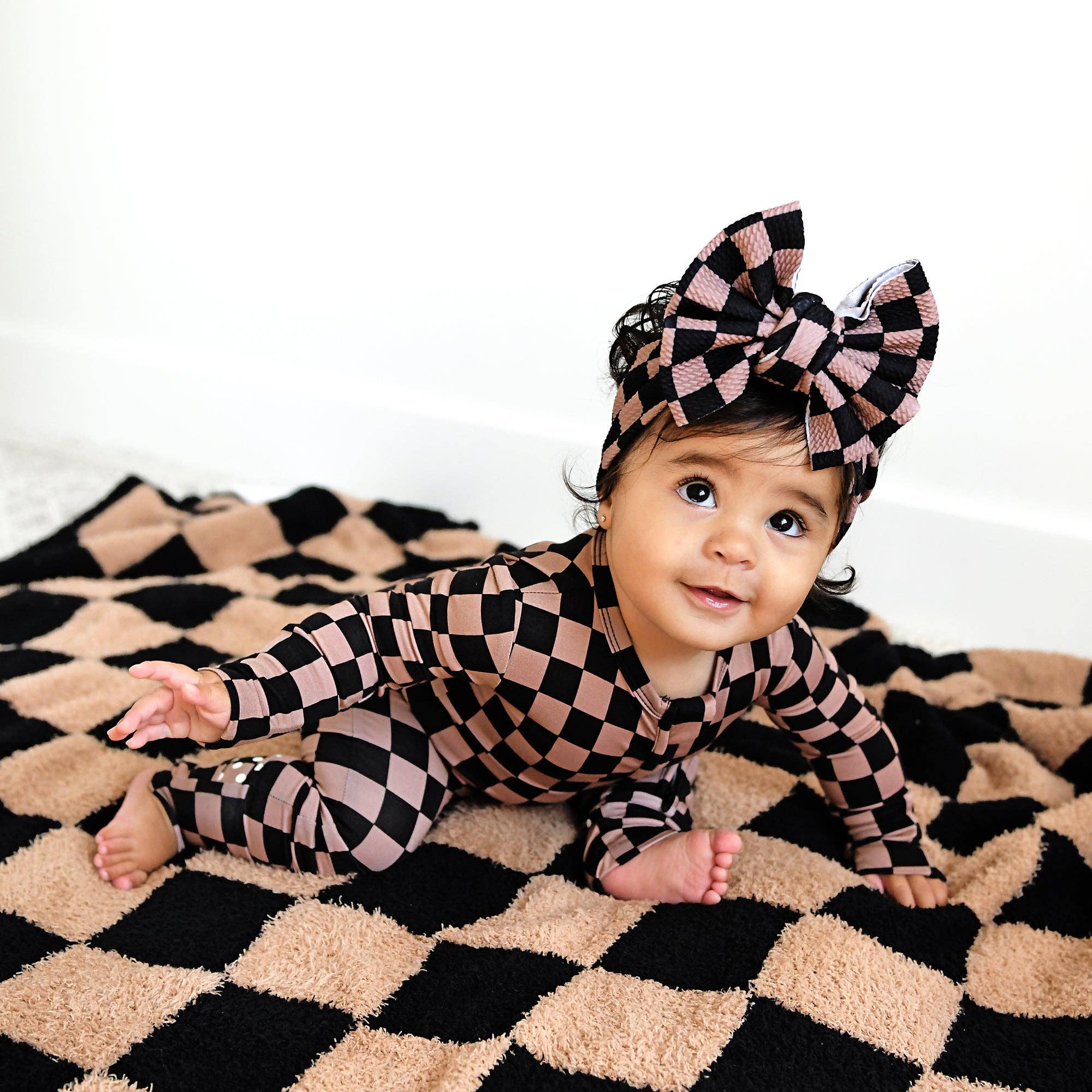 Bentley ZIP Checks Bamboo One Piece 2 Way Zipper Baby Outfit