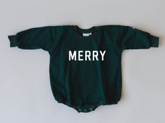 Merry Sweatshirt Romper Christmas Clothes Baby Holiday Red