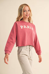 TWEEN KIDS GIRLS CROPPED RAGLAN SWEATSHIRT (7-14)