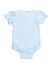 Baby Girls Light Blue Knit Puff Short Sleeve Bodysuit